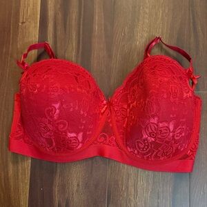 BODY FROSTING Red Lace Underwire Bra Size 42D